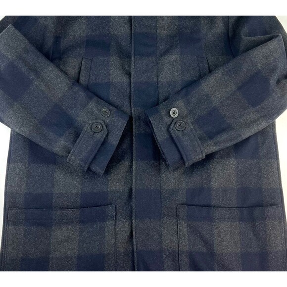 VINCE Checked Faux Shearling Trim Duffle Mens Coat Jacket Wool Blend Size M $895 - Picture 7 of 16